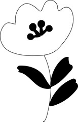 Cute Single Flower Doodle Coloring Page

