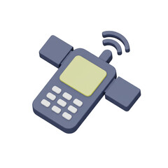3d Illustration of Grey Mobile Cellphone Wireless Network Device Cartoon