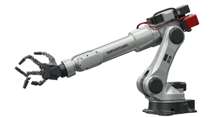 3D Illustration Robotic Arm Industrial Automation on Transparent Background