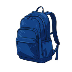 Illustration of Blue Backpack for School and Travel on Transparent BG