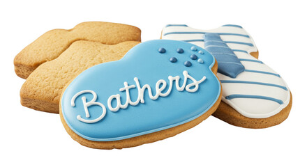 Cutout Isolated Fathers Day Cookies Decoration with Blue and White