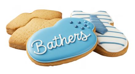Cutout Isolated Fathers Day Cookies Decoration with Blue and White