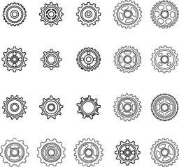 Gear Outline Vector Set