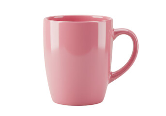 3D Render Pink Ceramic Mug with Handle Isolated on Transparent Background