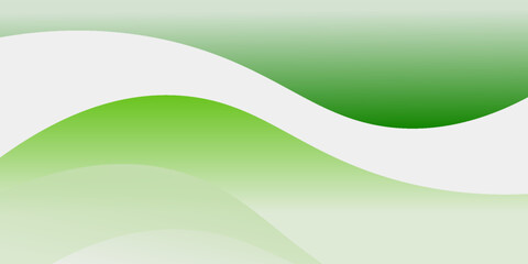 Abstract White and Green wave wide background banner. vector Eps10