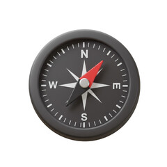 Illustration of Detailed Black Compass With Red Needle in Transparent Background