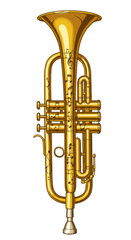 Golden Trumpet Musical Instrument Brass Wind Illustration Isolated On Transparent