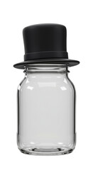 Illustration of Glass Bottle with Black Top Hat Isolated on White