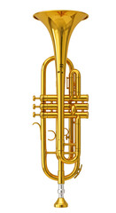 Fototapeta premium Illustration Of Golden Brass Trumpet Wind Instrument Isolated on Background