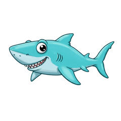 Obraz premium Cartoonish Shark Illustration of Marine Wildlife with Jaws and Teeth