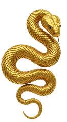 Fototapeta premium Illustration of Golden Snake Reptile with Shiny Metallic Scale in Transparent
