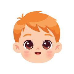 Obraz premium Illustration of Happy Ginger Boy Face Portrait on Transparent Background