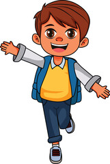 boy go to school happy