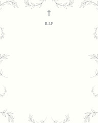Clean vector template for digital funeral invitation. Ready to customize