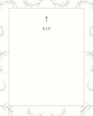 Minimalist digital funeral card layout in vector for announcements