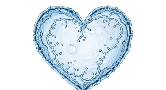 Water Heart Shape on Black Background Symbolizing Love Purity and Health in a Creative Design - Powered by Adobe