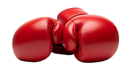 Pair of Red Leather Boxing Gloves on a Black Background Ready for a Fight or Sparring Session
