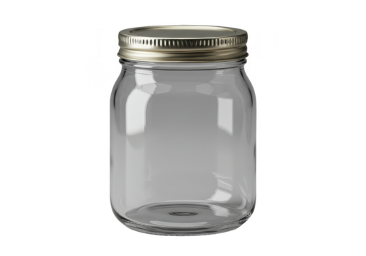 Illustration Empty Clear Glass Jar with Metal Lid Isolated Background