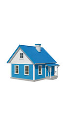 Blue House Illustration Clean Architecture and Exterior Building Design