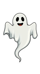 Obraz premium Halloween Illustration Of Cute White Ghost Character with Spooky Theme