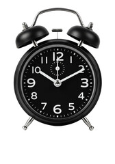Illustration of A Black Vintage Alarm Clock Isolated On Transparent Background