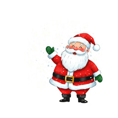 Cheerful Cartoon Santa Claus Illustration with Decorative Snowflakes