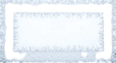 Icy Frame with Frost Patterns and Black Border for Winter Holiday Greetings and Creative Designs Projects