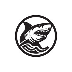 shark logo, editable black and white vector