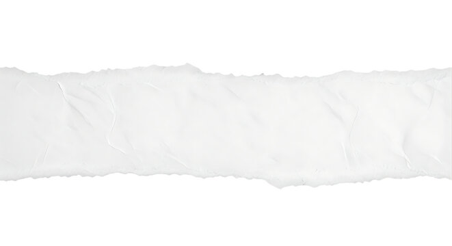 Torn White Paper Strip on Black Background for Text Overlay and Design Elements