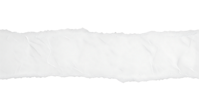 Torn White Paper Strip on Black Background for Text Overlay and Design Elements
