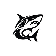 shark logo, editable black and white vector