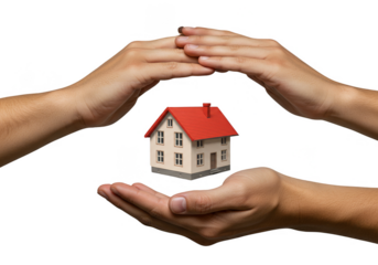 Illustration Hands Cupping House Protect Home Safety with Clear Background