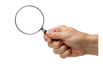 Illustration Hand Holding Silver Magnifying Glass for Discovery Research