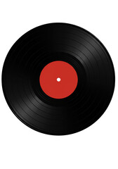 Obraz premium Illustration of Black Vinyl Record with Red Label Music Sound