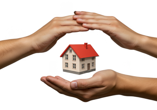 Illustration Hands Cupping House Protect Home Safety with Clear Background