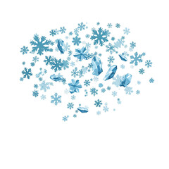 Isolated Abstract Snowflake Winter Season Blue and White on Transparent