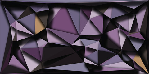 Obraz premium Abstract geometric composition in a dark purple and black color scheme of triangular shapes and shadow play