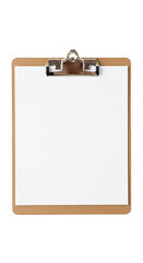 Isolated Empty White Paper on Clipboard with Transparent Background