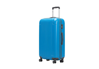 Isolated Blue Wheeled Suitcase Luggage for Travel in Transparent Background
