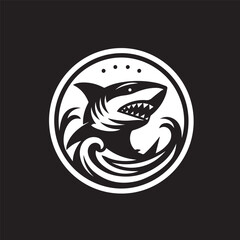 shark logo, editable black and white vector