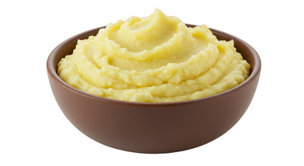 Isolated Bowl of Mashed Potatoes in Transparent Background Puree Meal