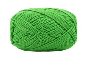 Isolated Green Yarn Ball for Knitting on Transparent Background