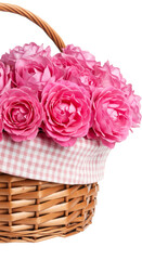 Floral Arrangement Roses In Wicker Basket Flowers Bouquet Illustration