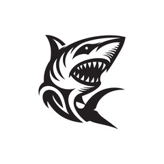 shark logo, editable black and white vector