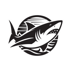 shark logo, editable black and white vector