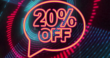 Image of 20 percent off text over scope scanning
