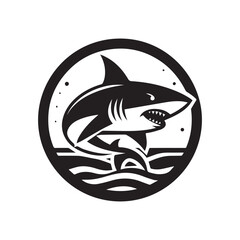 shark logo, editable black and white vector