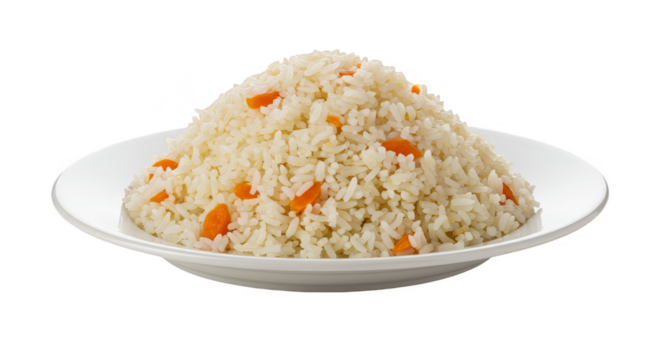 Isolated Pilaf PNG Image Rice Dish with Cooked Carrot and Transparent Background