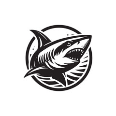shark logo, editable black and white vector