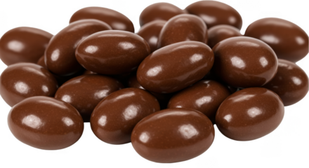 Isolated Pile Of Chocolate Covered Almonds Candy On Transparent Background